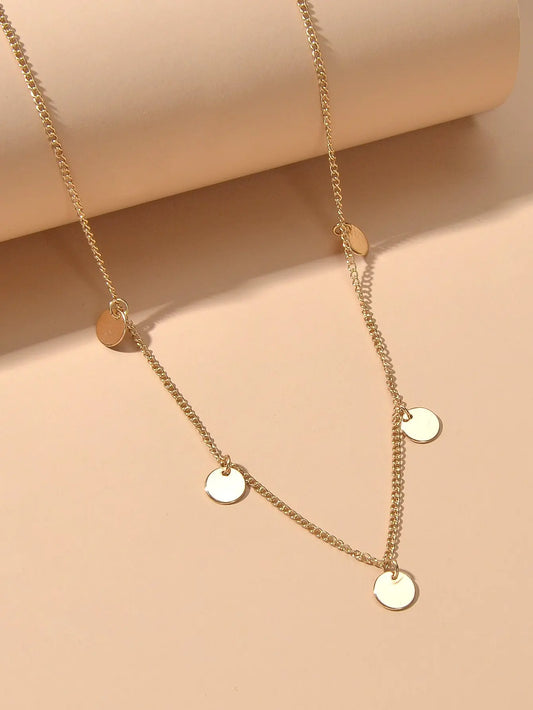 Disc Charm Necklace Delicate Dainty Collar Stunning Sequins Jewellery AU Stock Feelontop Jewellery