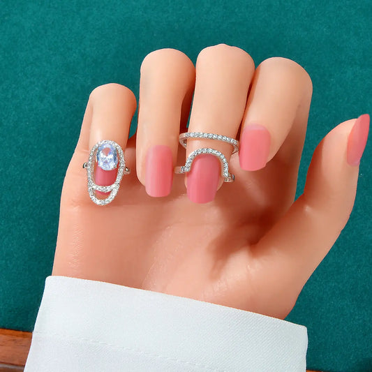 Silver Plated Diamond Accent Nail Ring - Elegant and Stylish Accessory! Feelontop Jewellery
