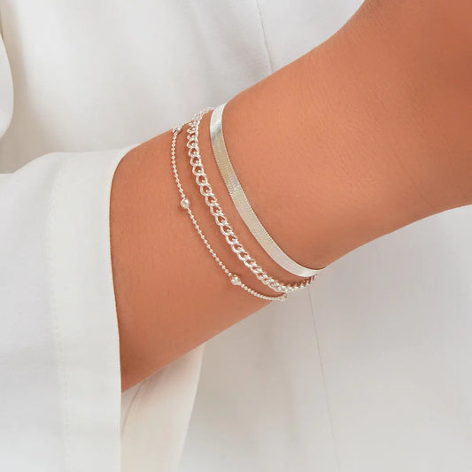 Gold Silver Multi-layer Chain Adjustable Bracelet Women Multiple Style Jewellery Feelontop Jewellery