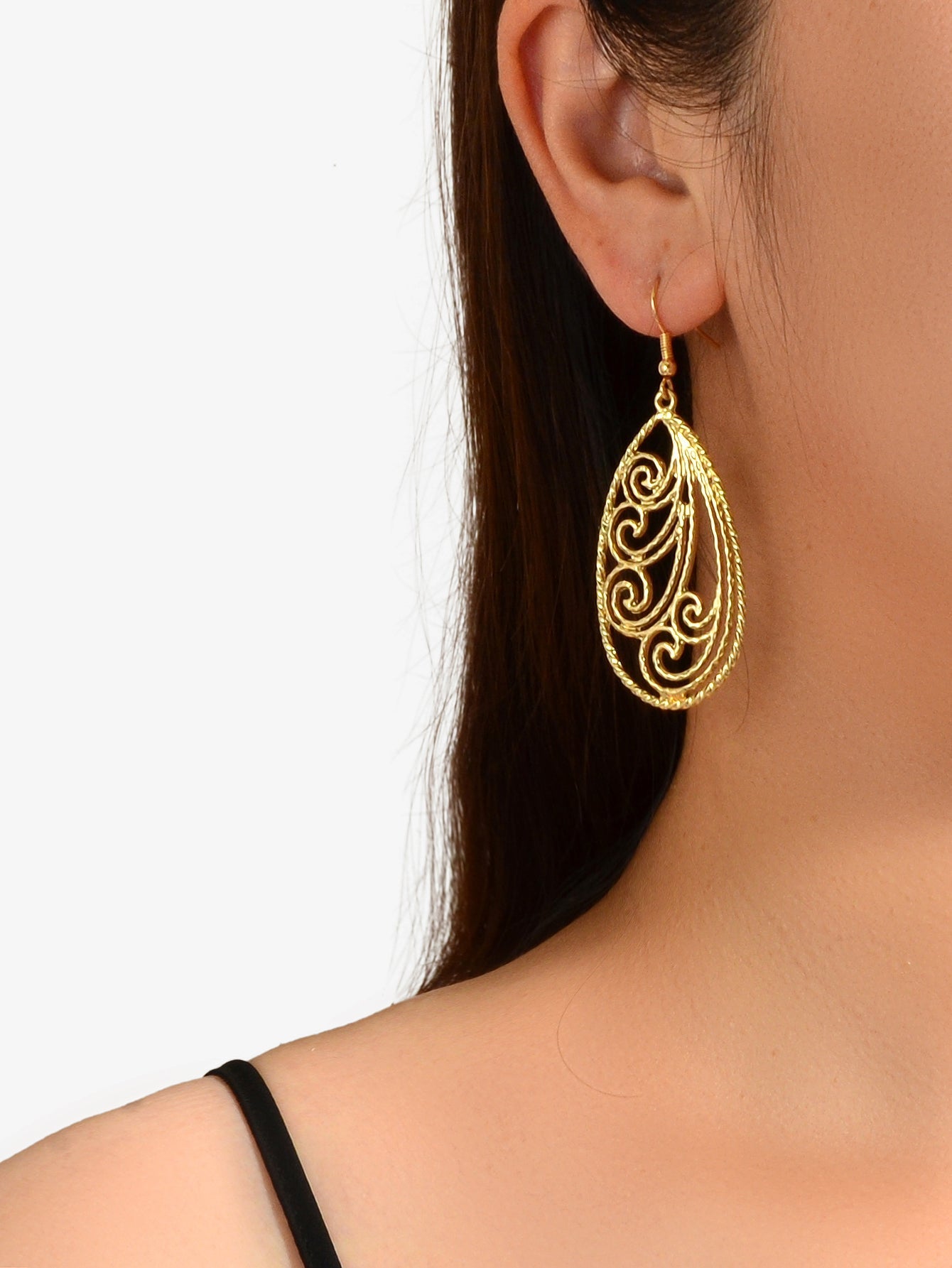Party Decoration Women Gold Silver Hollow out Flower Water Drop Dangle Earrings Feelontop Jewellery