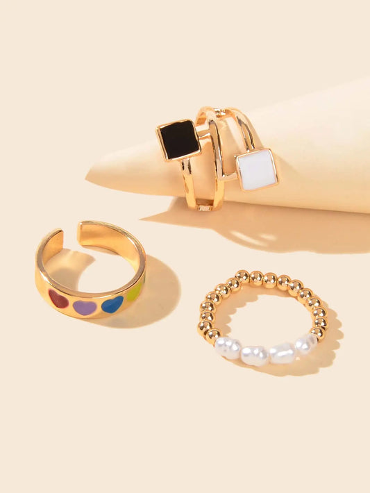 Colourful Heart Carved Open Cuff Rings Vibrant Jewellery Vividly Collection Gift Feelontop Jewellery