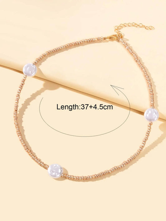Trendy Jewellery Pearl Seed Beads Necklace Short Women Collar Wholesale Price Feelontop Jewellery