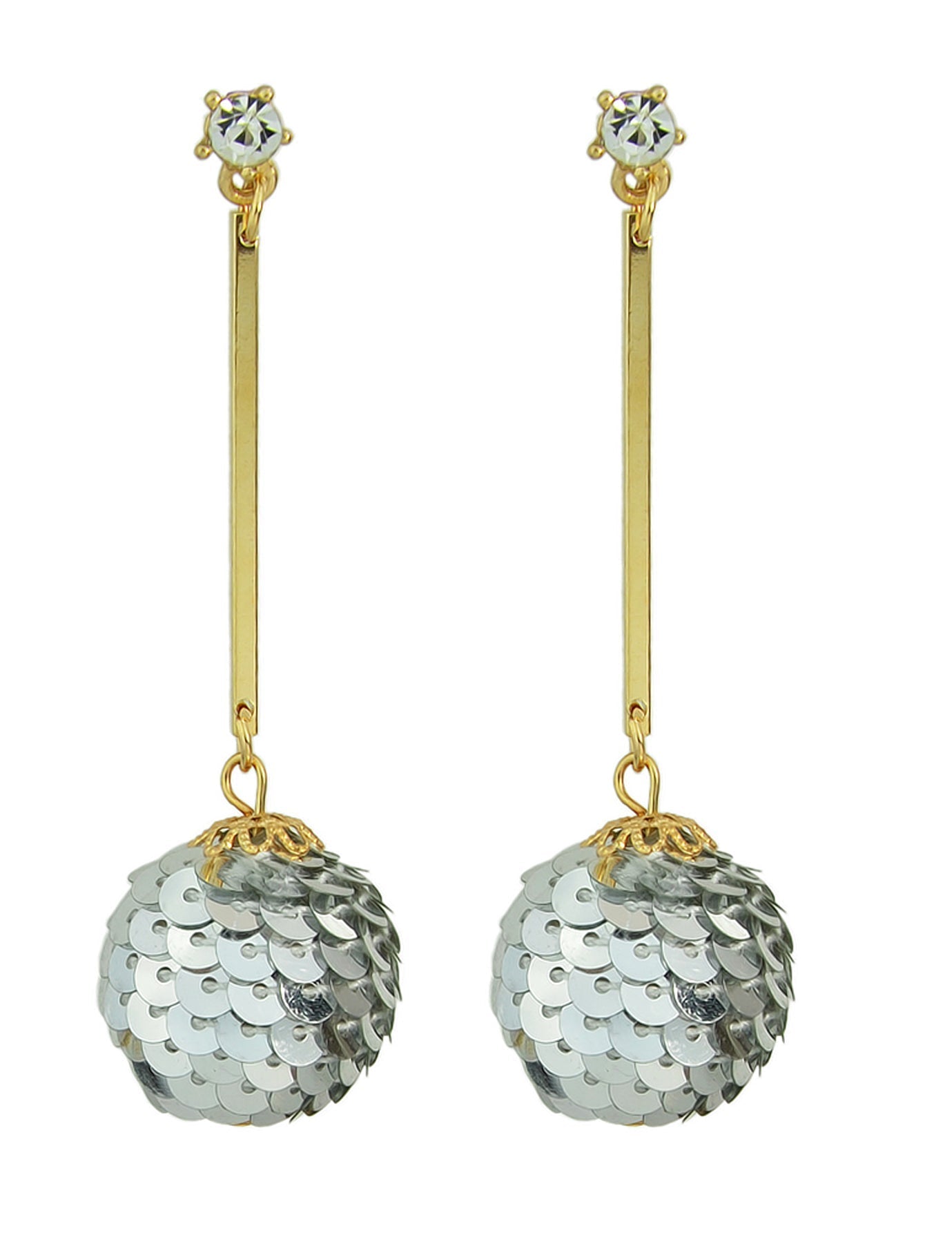 Rhinestone Sequins Ball Charm Pendant Dangle Earrings Women Girl Teens Jewellery Feelontop Jewellery