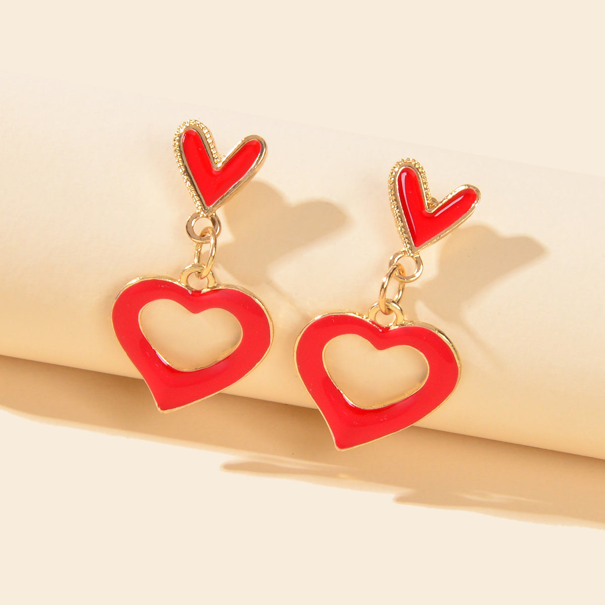Red Heart Charm Stud Earrings Girls Valentine's Day Gift Feelontop Jewellery