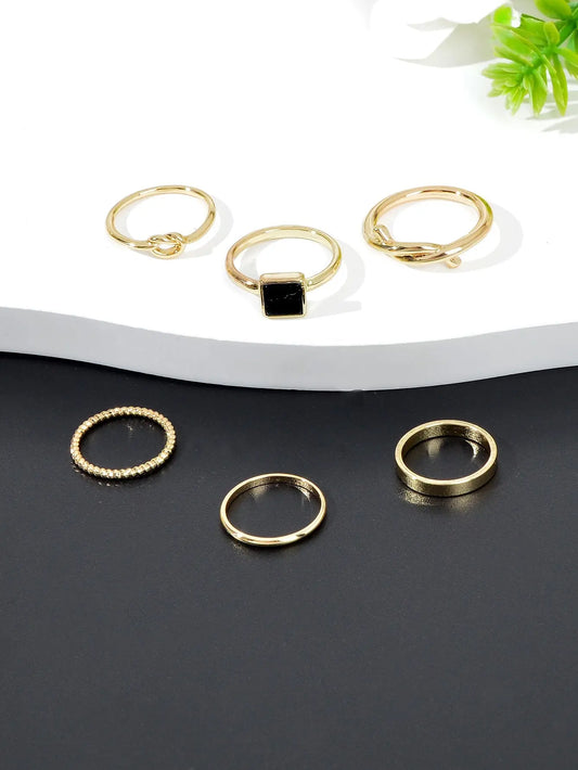 Set of Six Ring Bands - Stylish and Versatile Ring Collection Holiday Jewellery Feelontop Jewellery