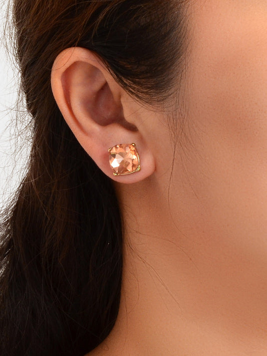 Sparkly Crystal Square Stud Wedding Bridal Pierced Mini Earrings Stud Jewellery Feelontop Jewellery