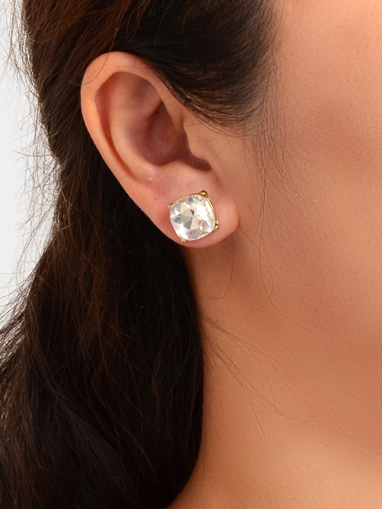 Sparkly Crystal Square Stud Wedding Bridal Pierced Mini Earrings Stud Jewellery Feelontop Jewellery