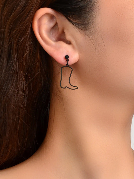 Minimalist Design Black Boots Dangle Earrings Personality Creative Accessories Feelontop Jewellery