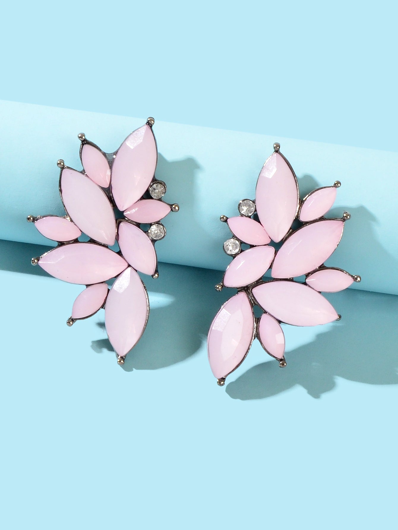 Female Luxurious Jewelry Sparkly Crystal Flower Stud Bridal Engagement Earrings Feelontop Jewellery