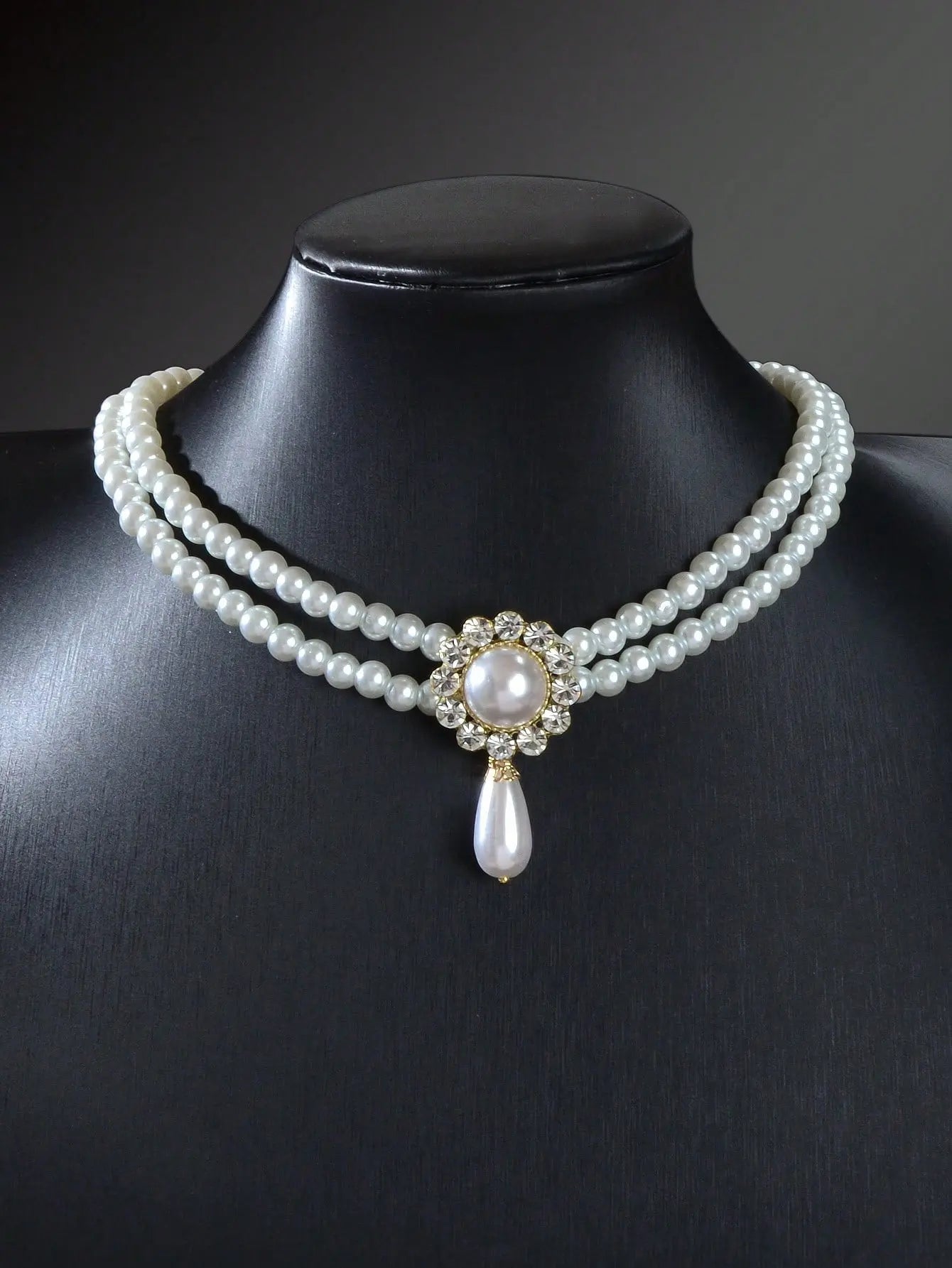 Elegant Double-Layered White Pearl Necklace Classic Jewelry Feelontop Jewellery