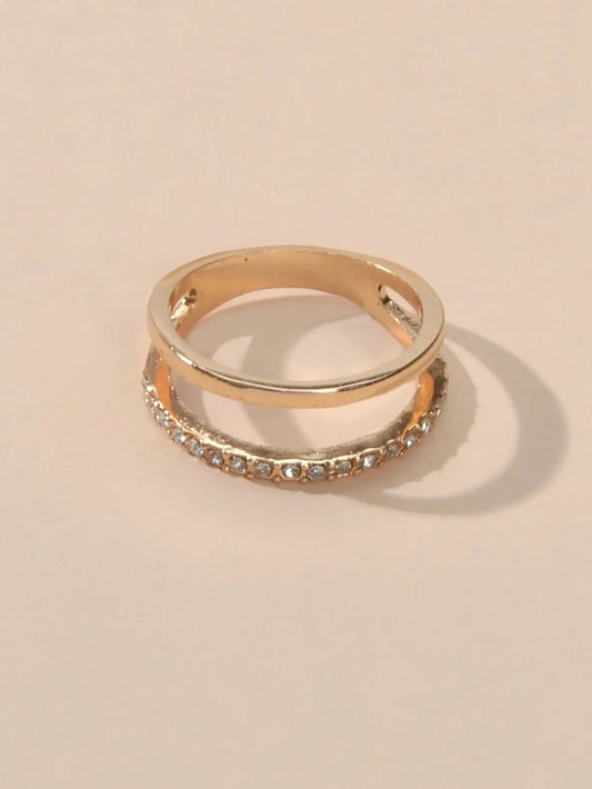 Fashion Jewelry Rhinestone Gold Eternity Ring Women Wedding Party Accessories Feelontop Jewellery