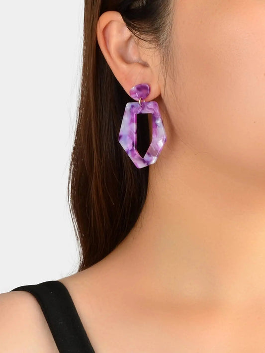 Mixed Color Geometric Acrylic Dangling Elements Earrings Women Party Decoration Feelontop Jewellery