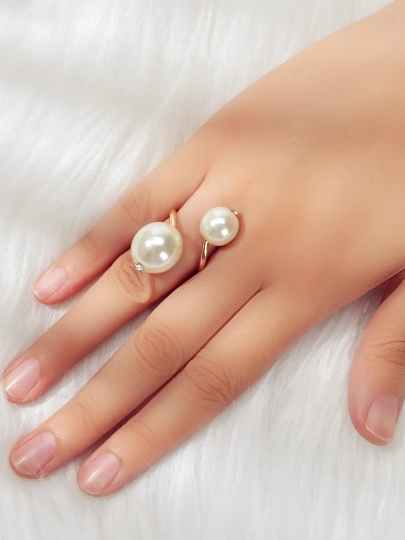 Engagement Jewellery Gift Simulated Pearl Women Wedding Promise Gold Finger Ring Feelontop Jewellery