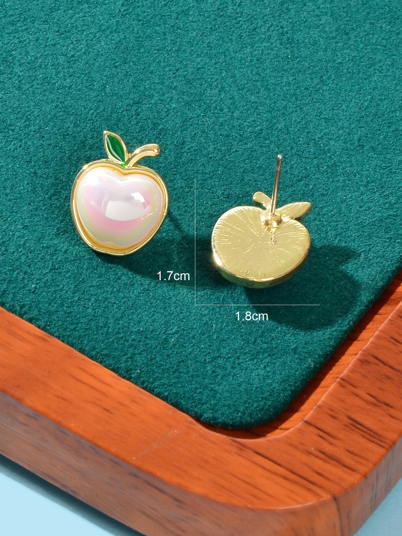 Exquisite Green Leaf White Pearl Apple Stud Earrings Women Anniversary Jewellery Feelontop Jewellery