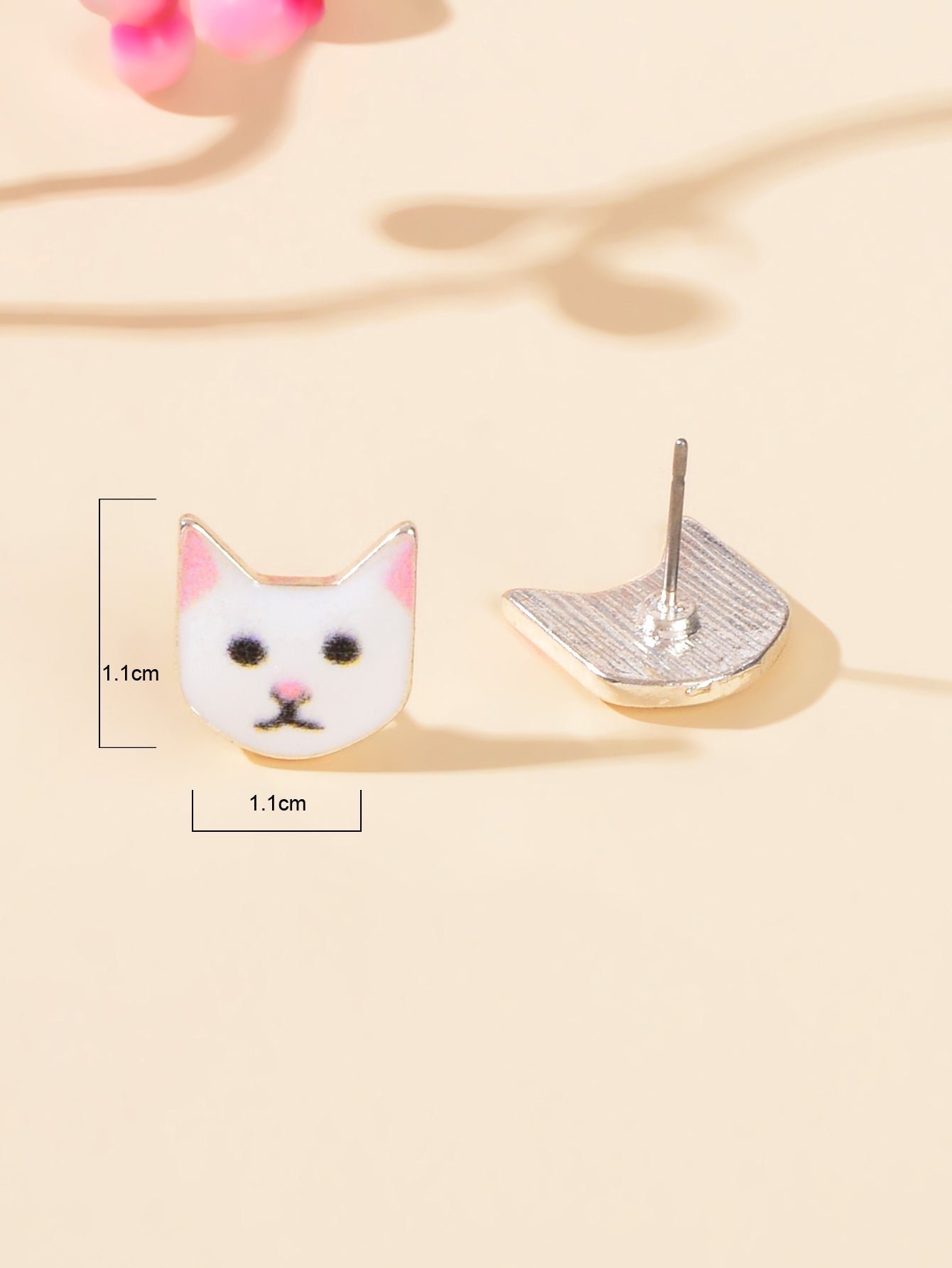 Funny White Enamel Cartoon Cat Stud Pierced Earrings Girls Animal Jewellery Gift Feelontop Jewellery