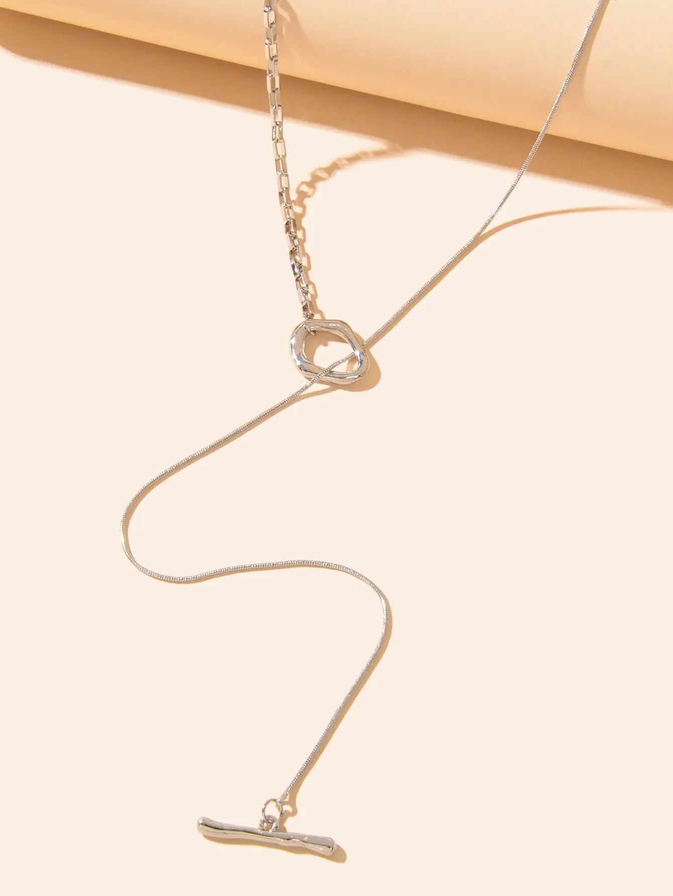 Minimalist Accessories Silver Long Chain Y Style Stick Pendant Lariat Necklace Feelontop Jewellery