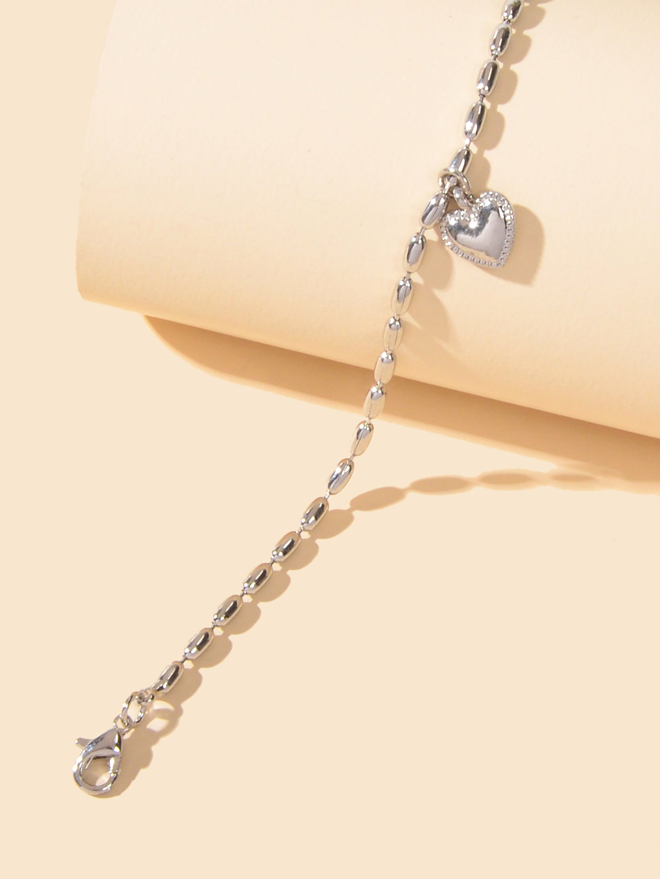 Trendy Jewellery Silver Beads Chain Heart Charm Bracelets Women Festival Gift Feelontop Jewellery