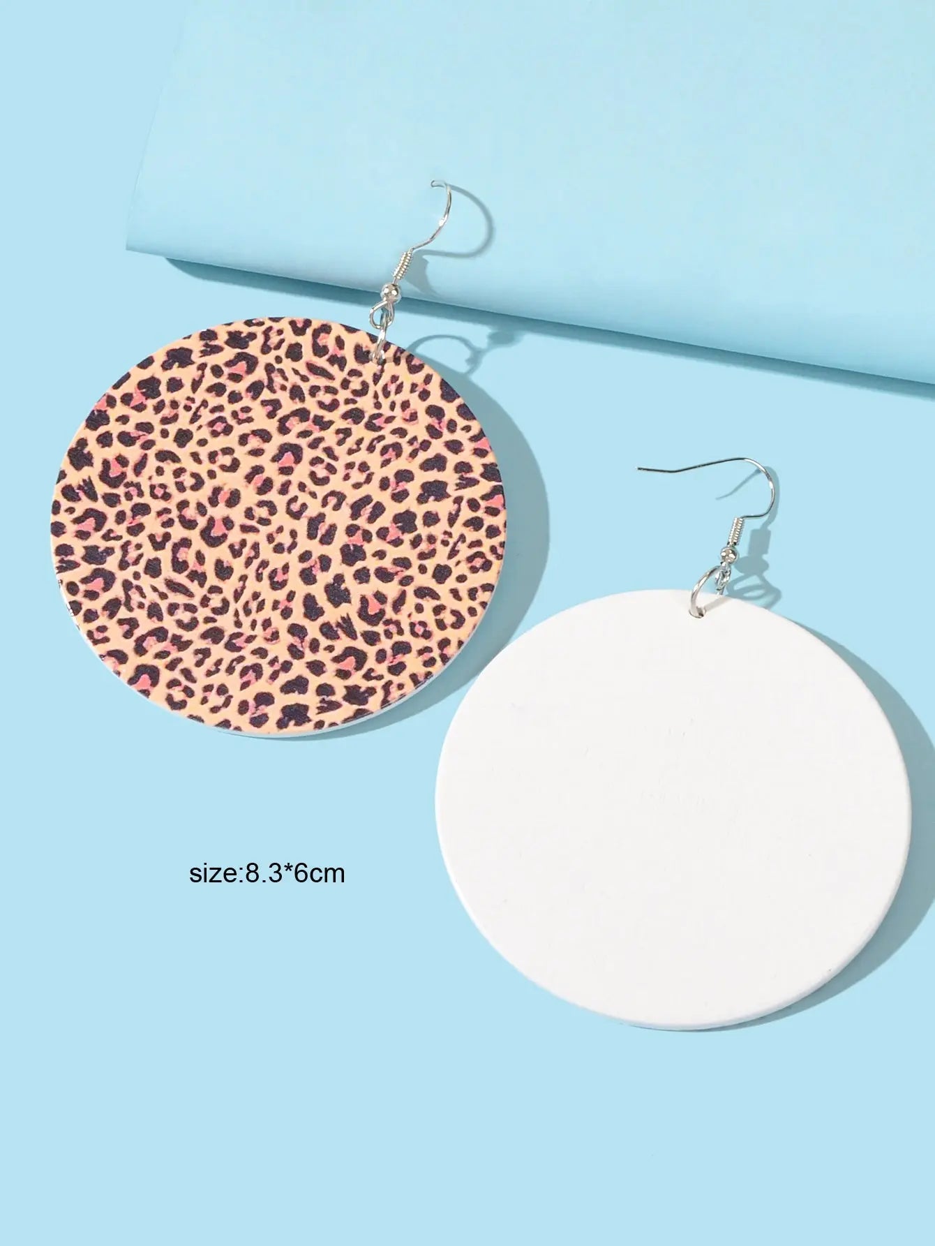 Personality Leopard Pattern Round Wood Big Dangle Earrings Girl Party Decoration Feelontop Jewellery