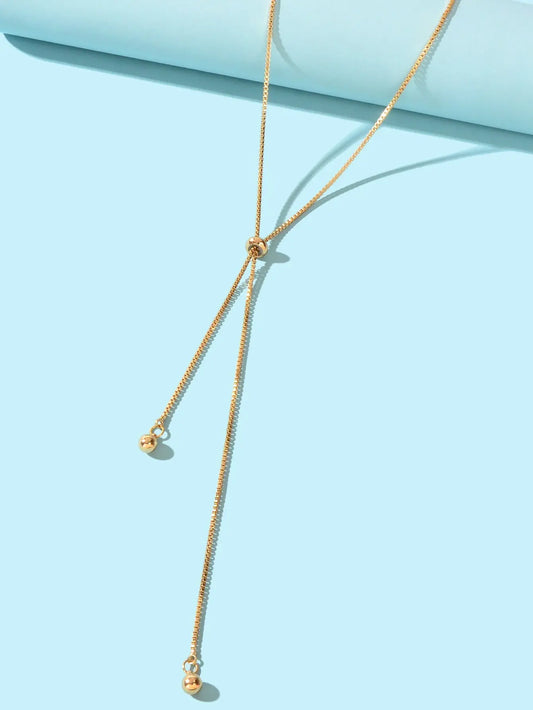 Gold Adjustable Trendy Y Drop Sliding Chain Necklace Women Minimalist Jewellery Feelontop Jewellery