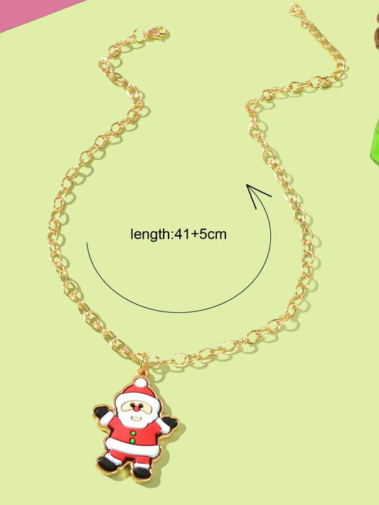 Santa Claus Pendant Necklace Christmas Ornaments Jewellery Girls Holiday Gift Feelontop Jewellery