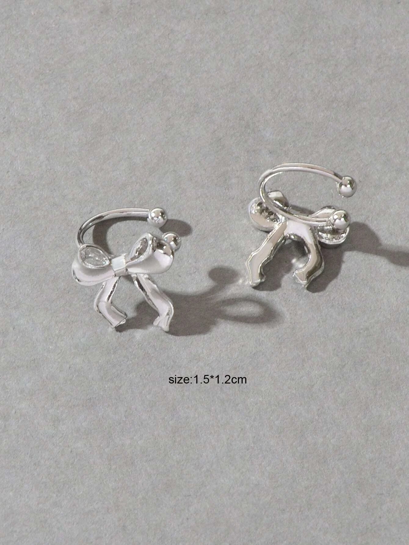 Cartilage Jewelry Clip on Design Silver Bowknot Ear Cuff Women Girls Earrings Feelontop Jewellery