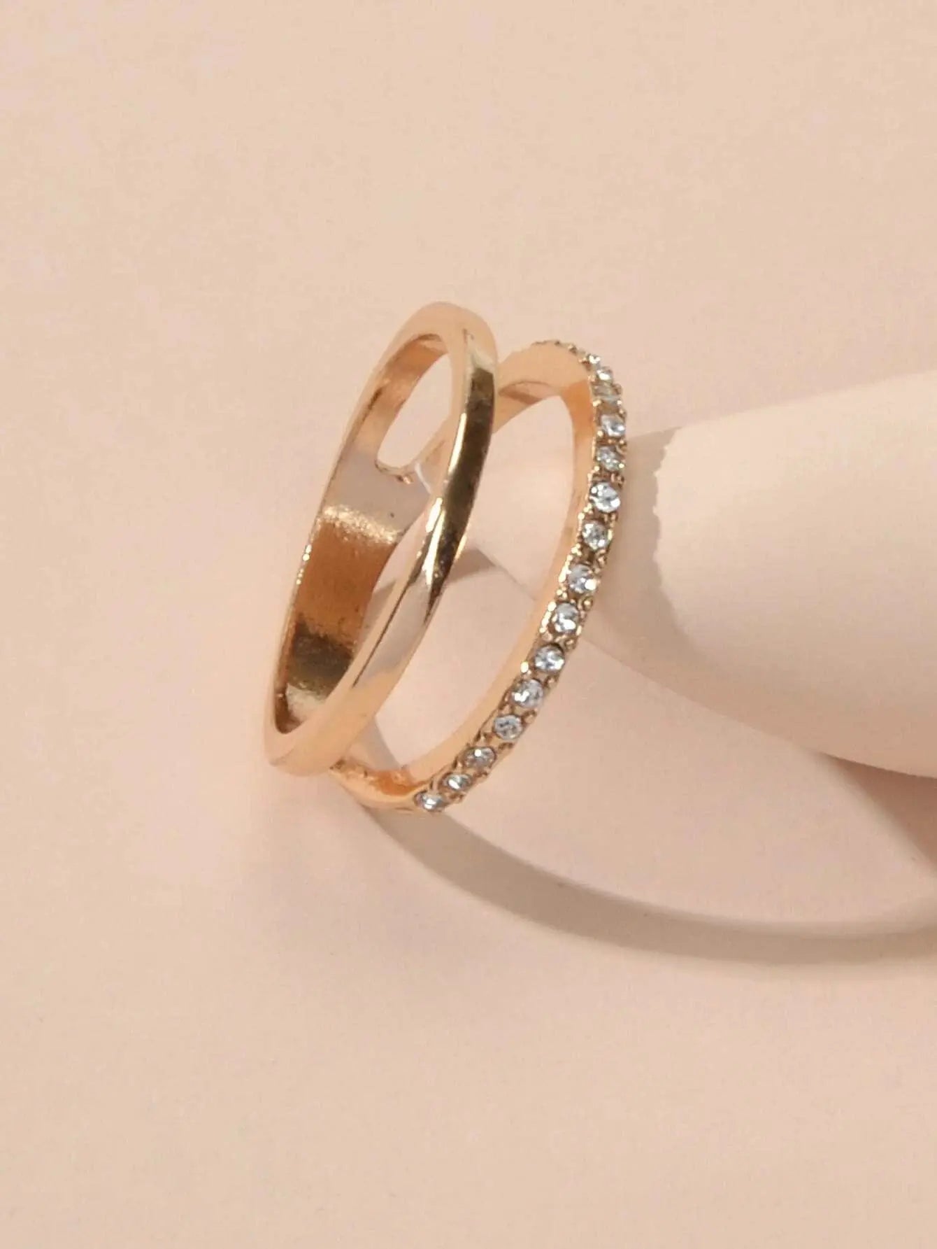 Fashion Jewelry Rhinestone Gold Eternity Ring Women Wedding Party Accessories Feelontop Jewellery