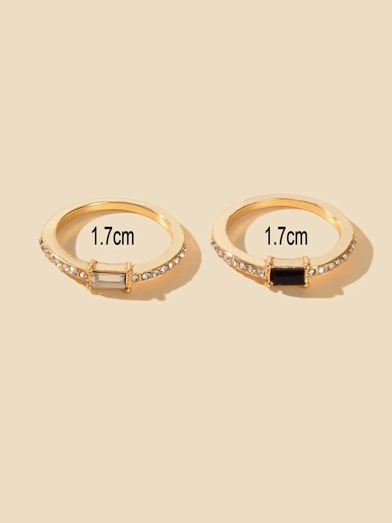 Stackable 2 pcs Wedding Promise Rhinestone Multiple Engagement Finger Rings set Feelontop Jewellery