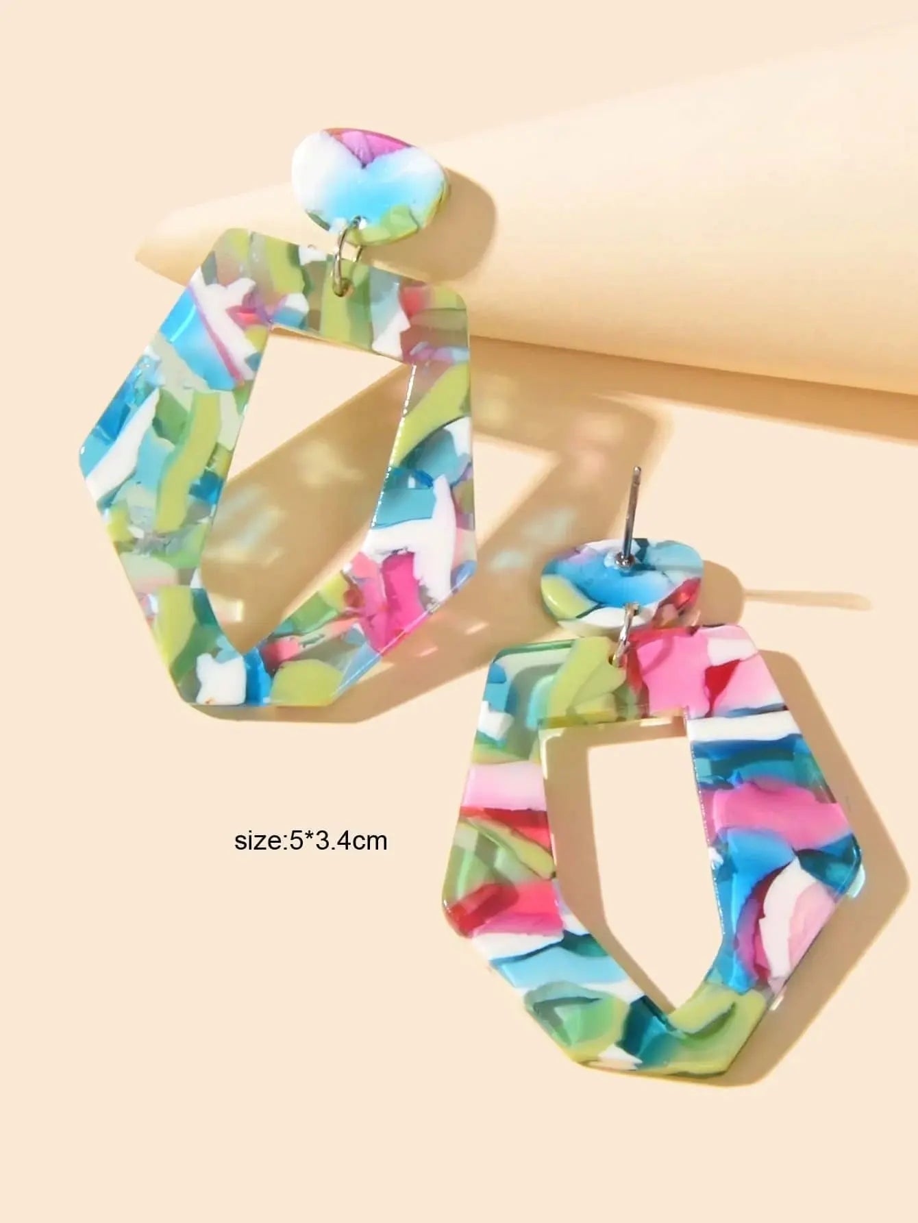 Mixed Color Geometric Acrylic Dangling Elements Earrings Women Party Decoration Feelontop Jewellery