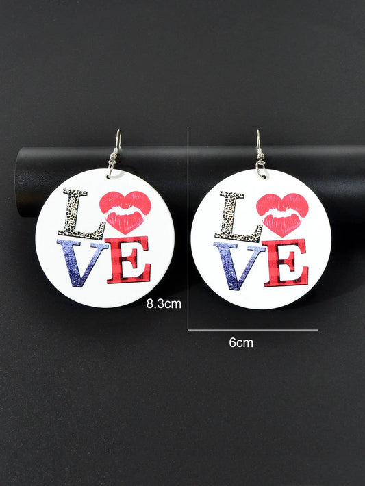 Stunning Colorful LOVE Circle Earrings - Fashionable Round Ear Jewelry Accessory Feelontop Jewellery