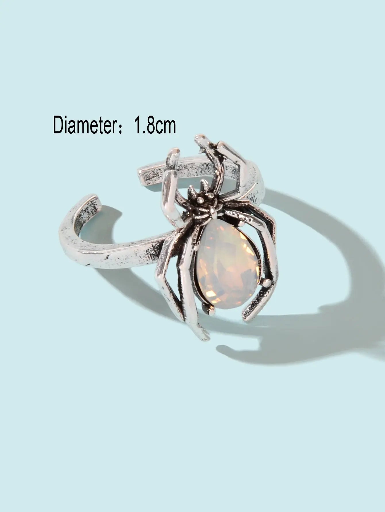 Vintage Silver Spider Open-Ended Ring with Diamond Accents Embrace Retro Jewelry Feelontop Jewellery