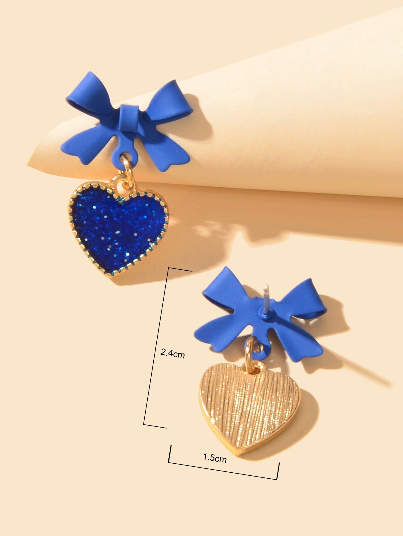 Romantic Blue Bow Heart Dangle Earrings Valentine's Day Love Girl Gift Jewellery Feelontop Jewellery