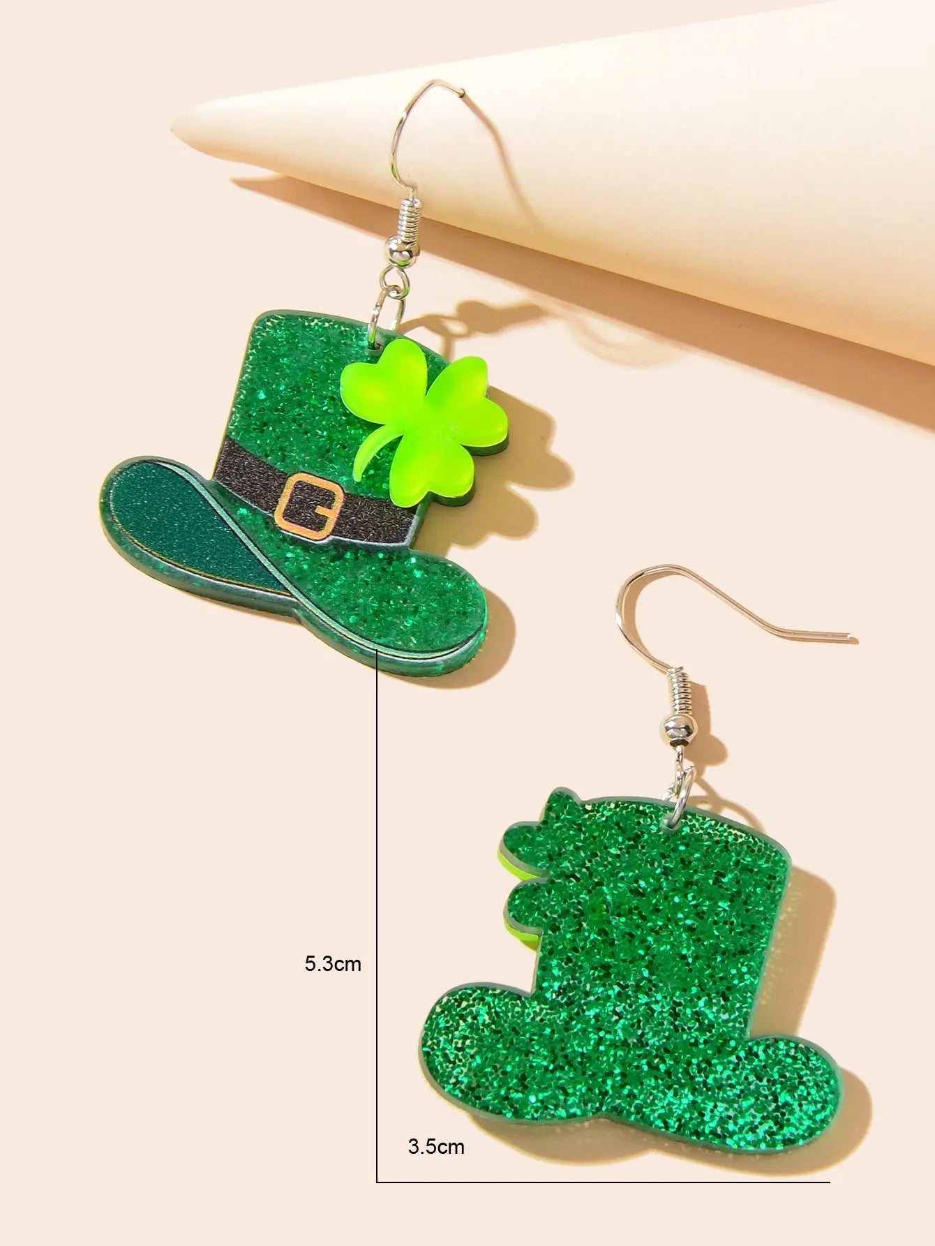 Acrylic Green Clover Hat Pendant Earrings St. Patrick's Day Festival Jewellery Feelontop Jewellery