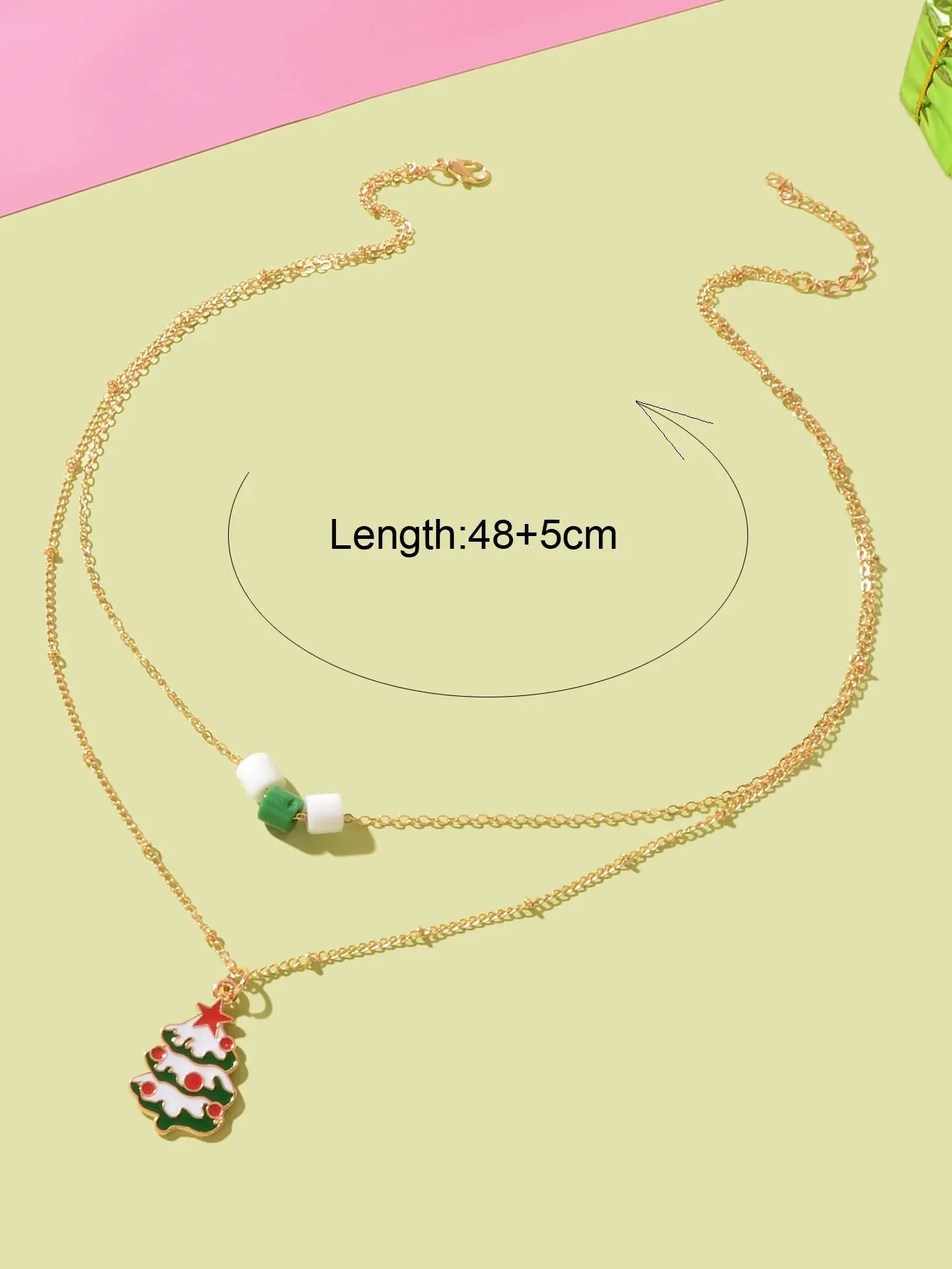 Festival Party Jewellery Gift Gold Layered Chain Christmas Tree Pendant Necklace Feelontop Jewellery