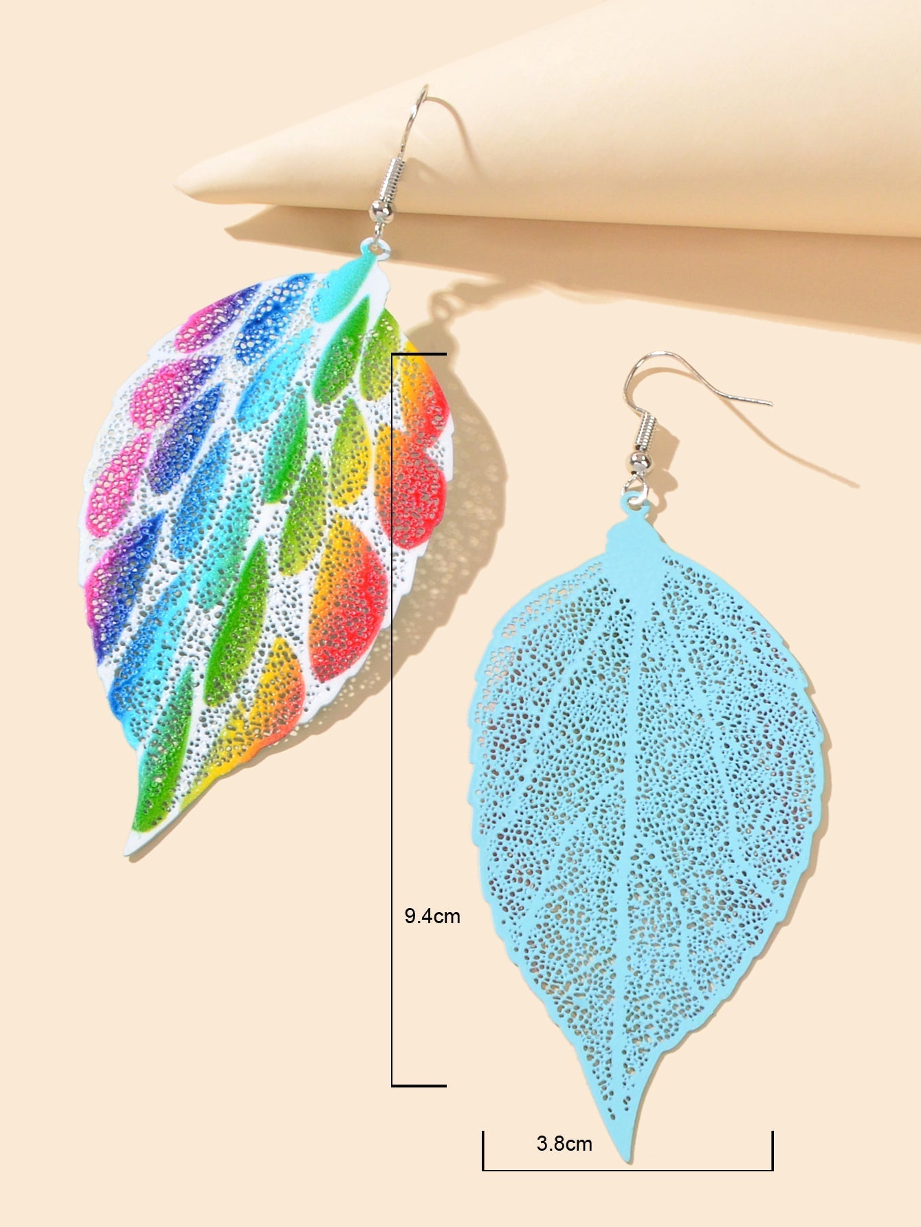 Colorful Hollow Leaf Pendant Earrings Novelty Plant Jewellery Ladies Unique Gift Feelontop Jewellery