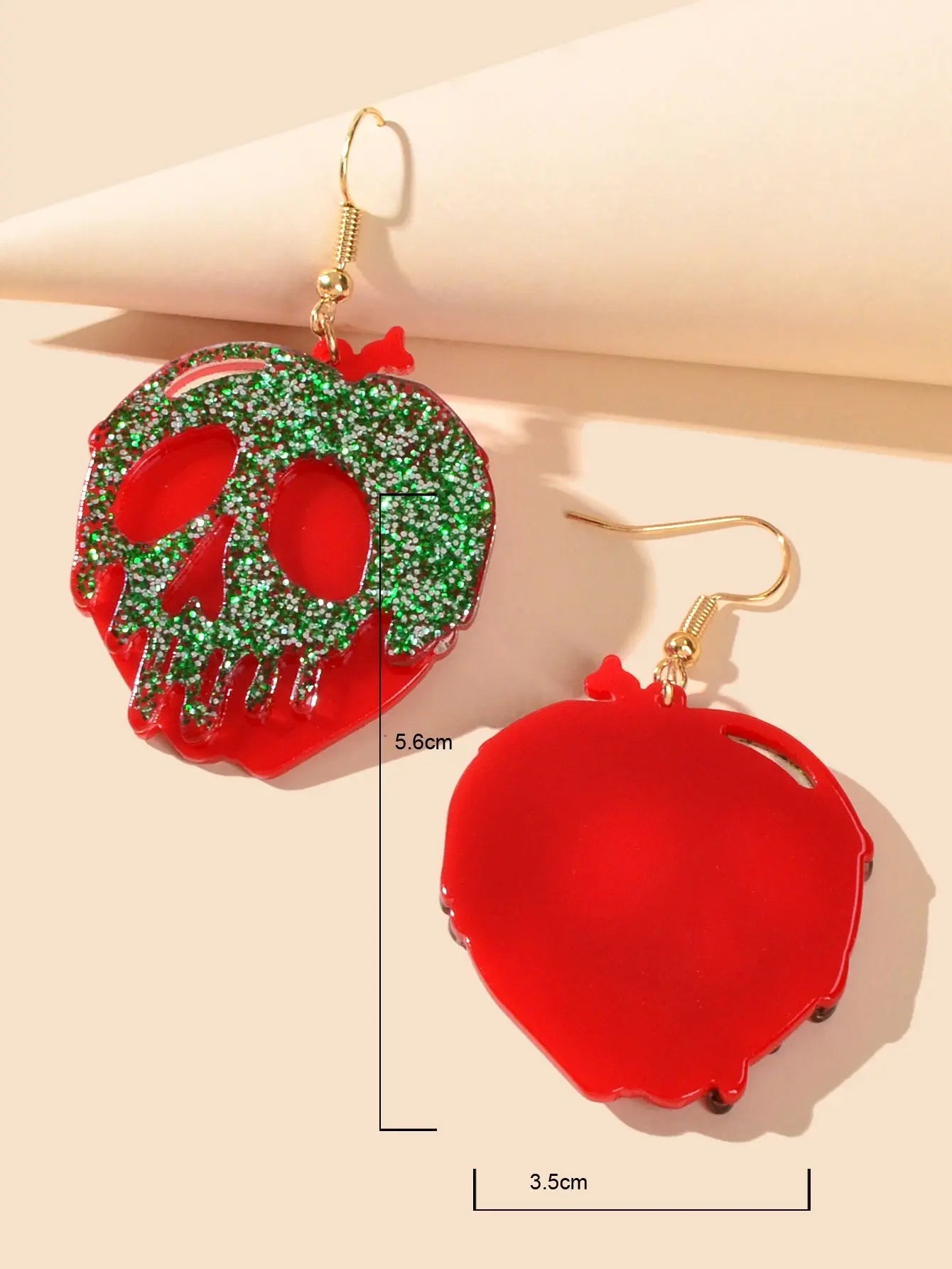 Halloween Gothic Punk Green Red Acrylic Skull Statement Dangle Hook Earrings Feelontop Jewellery