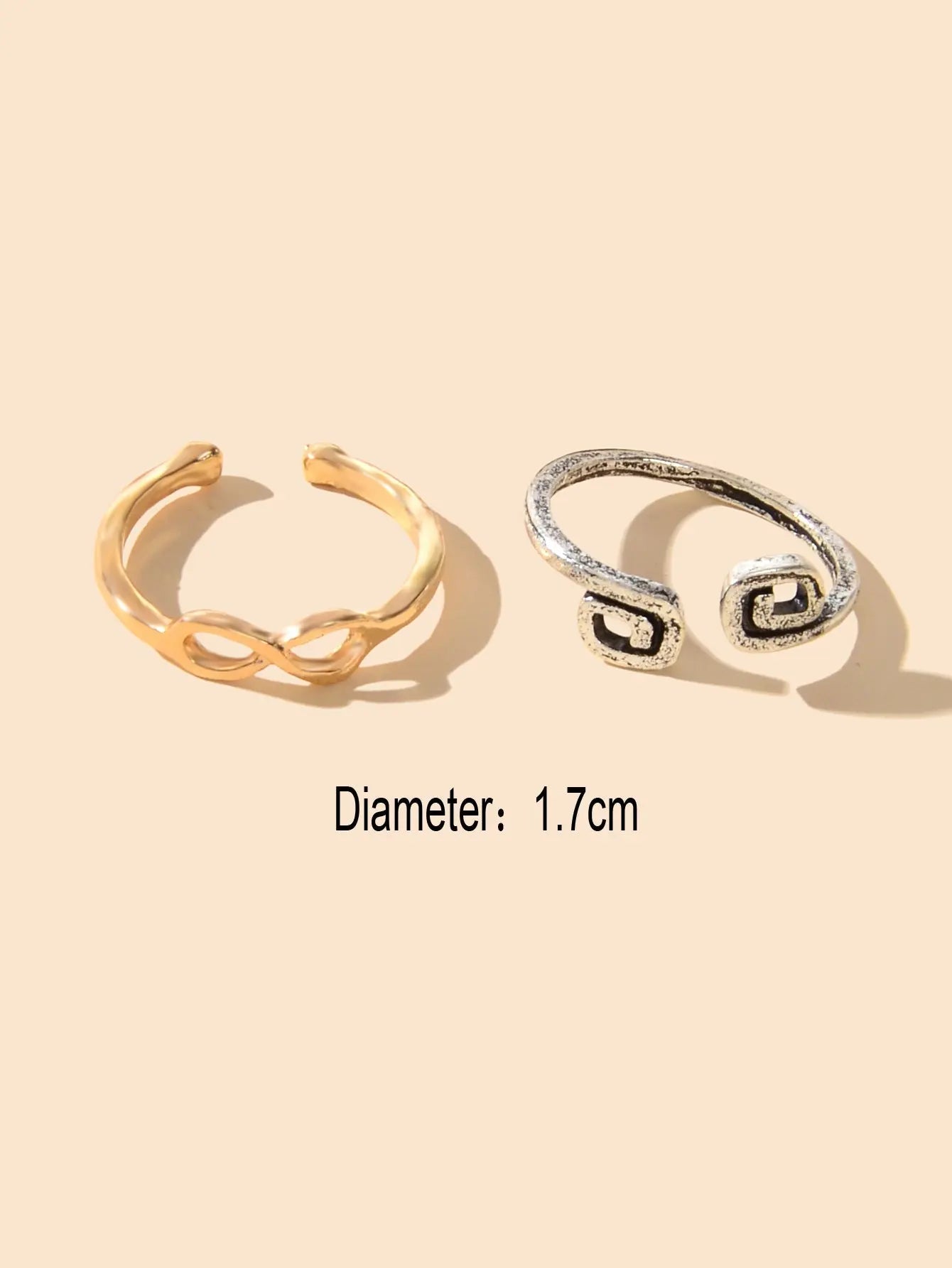 2pcs Boho Chic Foot Jewelry Gold Silver Open Toe Ring Knuckle Midi Tail Ring set Feelontop Jewellery