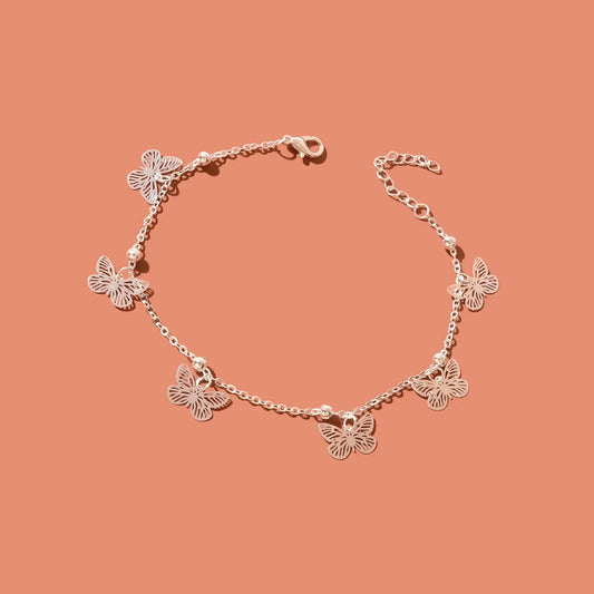 Silver Butterfly Charm Anklet Boho Beach Foot Jewellery Ankle Bracelet for Girls Feelontop Jewellery