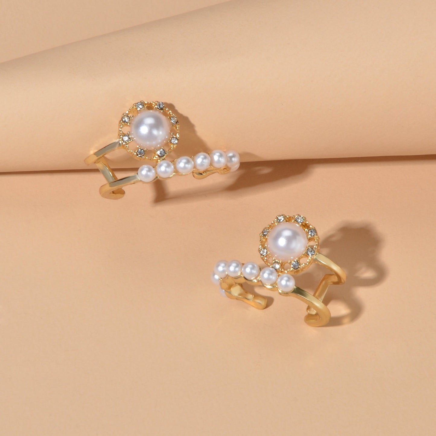 Textured Anniversary Wedding Jewellery Pearl Rhinestone Geometric Stud Earrings Feelontop Jewellery