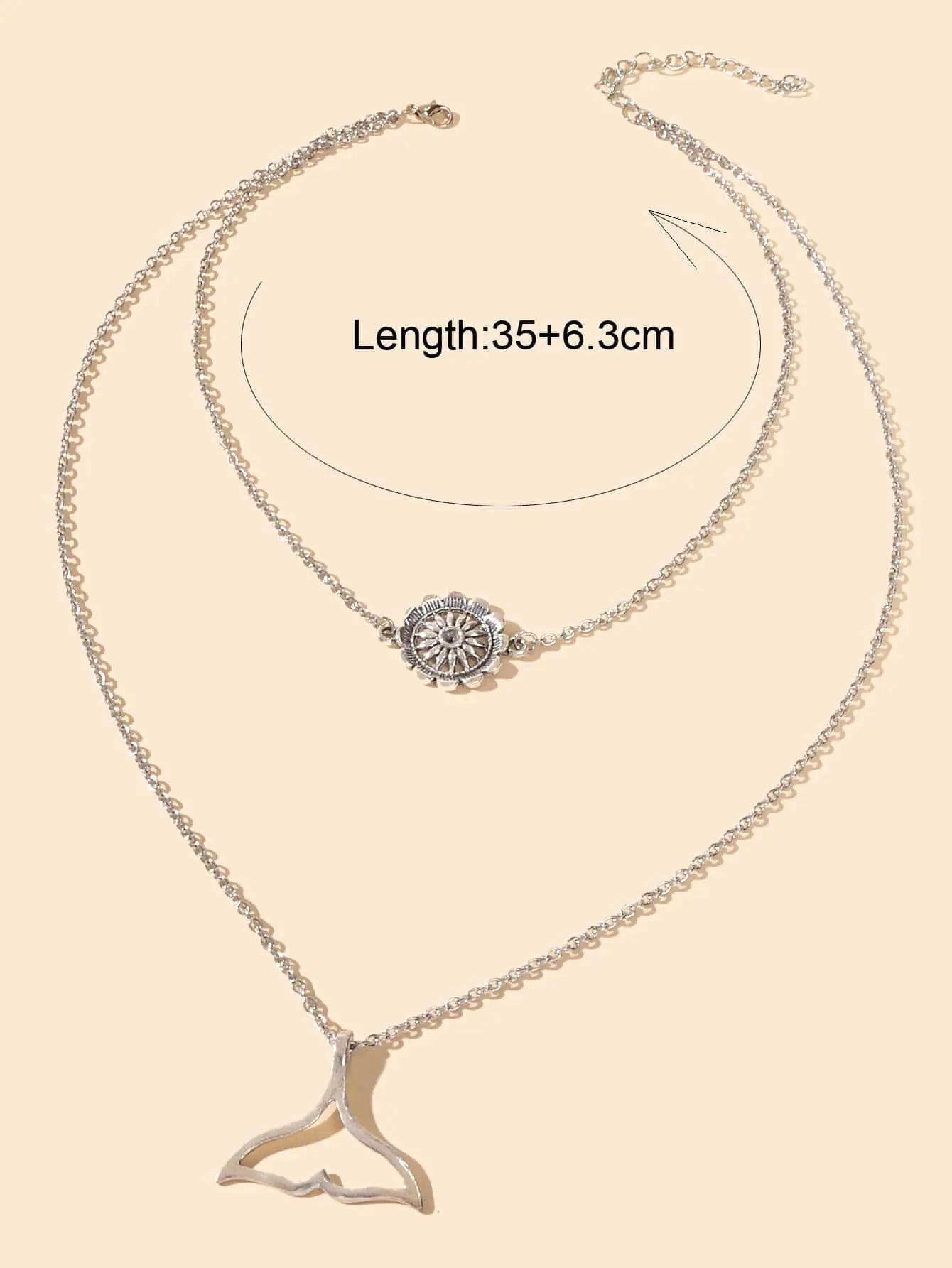 Bohemian Beach Jewelry Silver Layering Chain Choker Mermaid Tail Charm Necklace Feelontop Jewellery