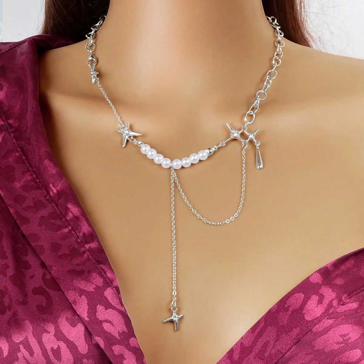 Exquisite Pearl Chunky Chain Necklace Handcrafted Jewelry Feelontop Jewellery