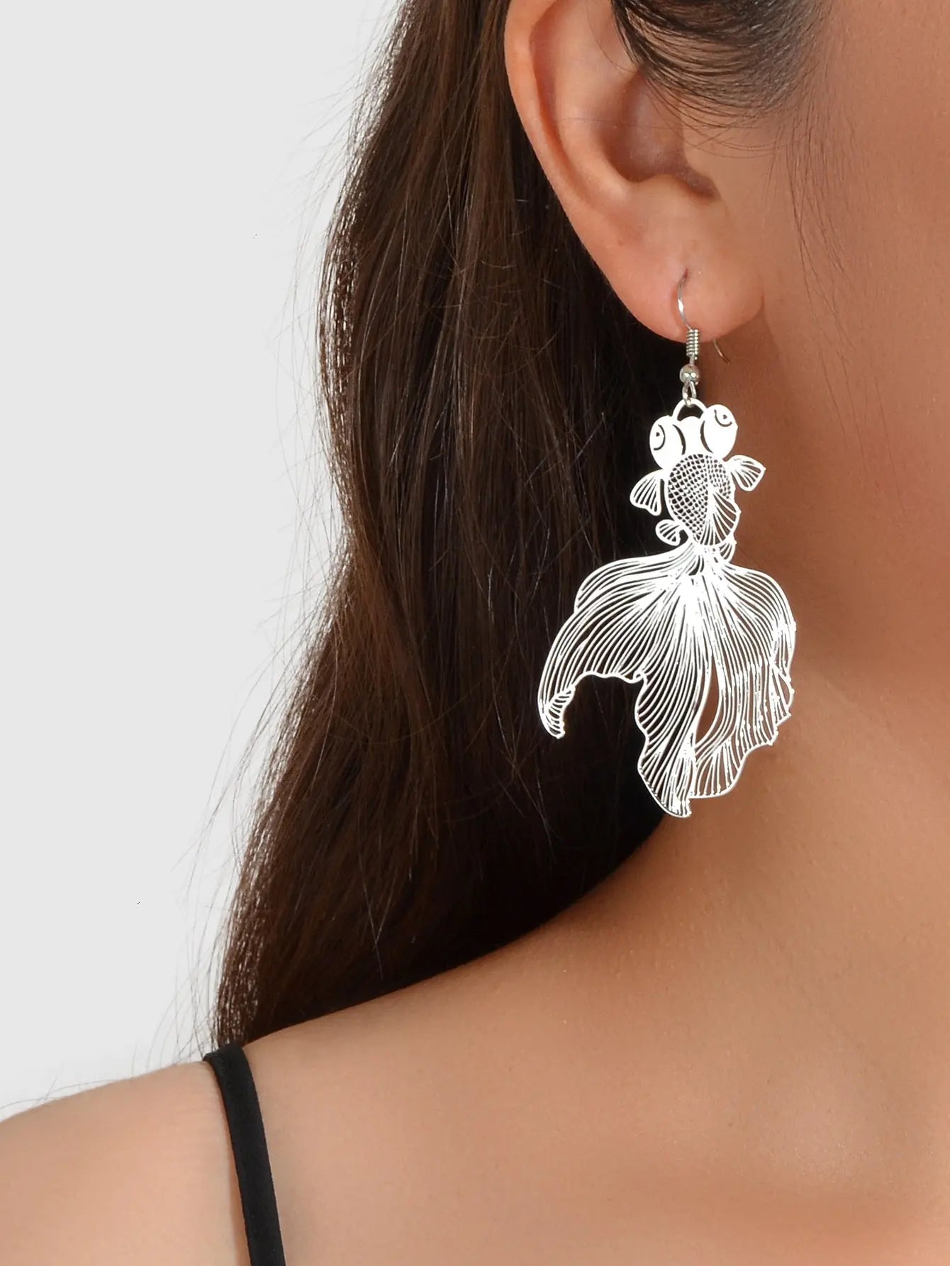 AU Stock Lovely Goldfish Shape Drop Dangle Earrings Hollow Fish Party Jewellery Feelontop Jewellery