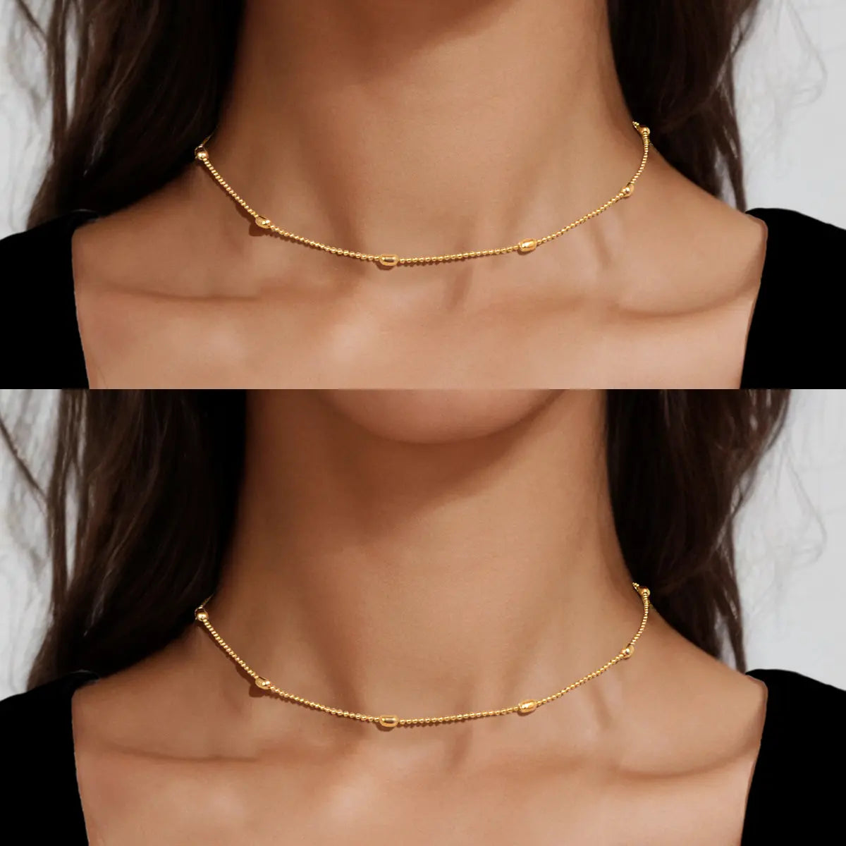 2 pcs Clearance Items AU Local Warehouse Golden Beads Chain Necklaces set Fashion Jewelry Feelontop Jewellery