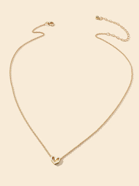 Gold Silver Simple Love Heart Charm Necklace Minimalist Wedding Party Jewellery Feelontop Jewellery