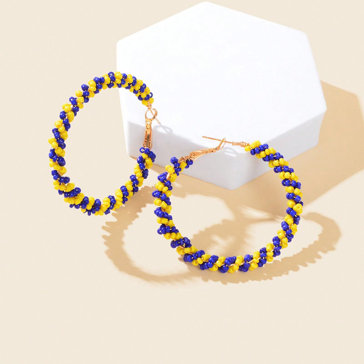 Boho Sweet Colourful Seed Beads Handmade Circle Hoop Earrings for Women Holiday Feelontop Jewellery