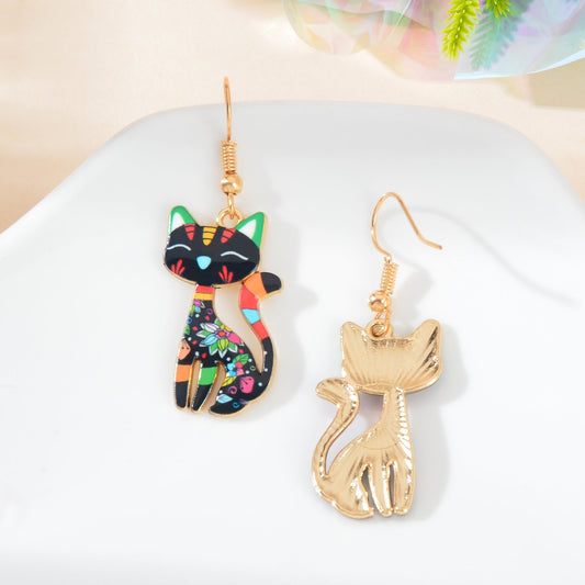 Lovely Colorful Cartoon Cat Design Animal Dangle Earrings Party Holiday Jewelry Feelontop Jewellery