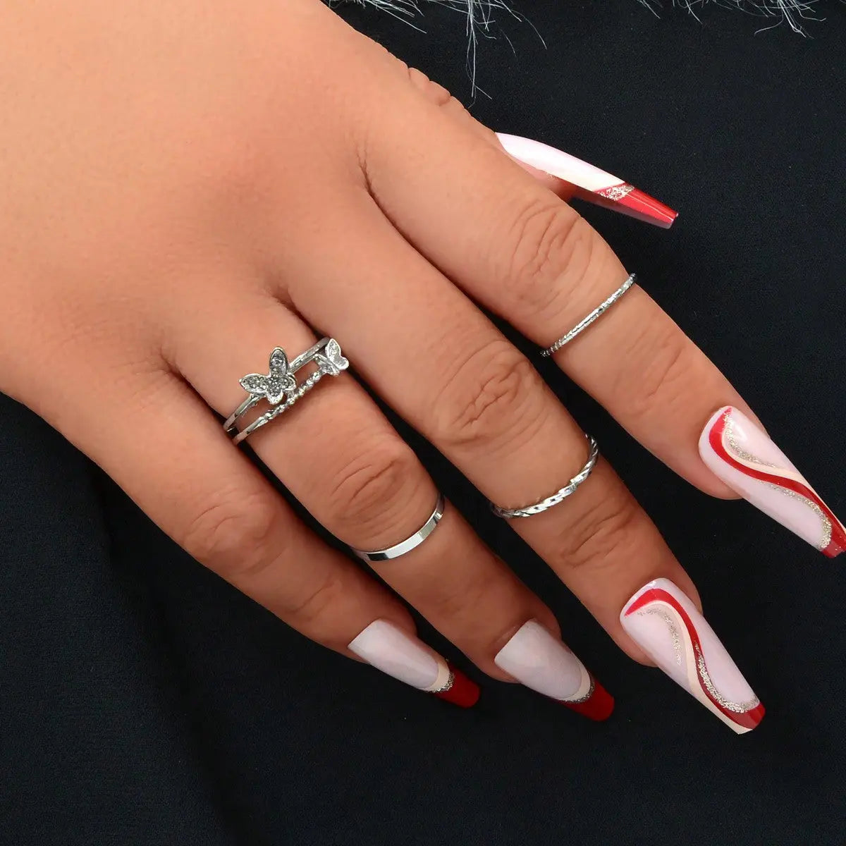 Butterfly Cuff Rings 4pcs/set Relief Anxiety Fidget Finger Knuckle Rings Gift Feelontop Jewellery