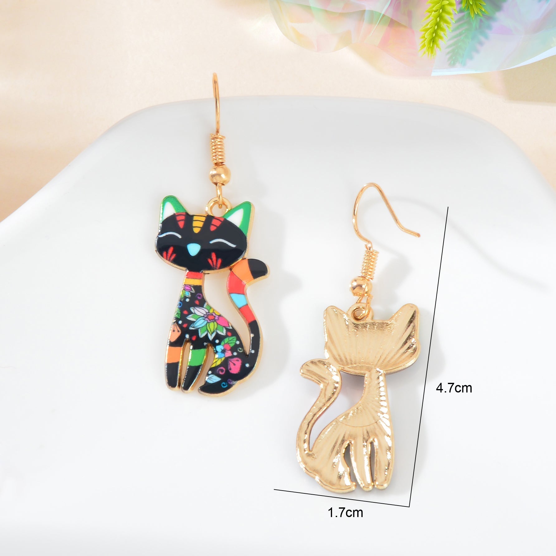 Lovely Colorful Cartoon Cat Design Animal Dangle Earrings Party Holiday Jewelry Feelontop Jewellery