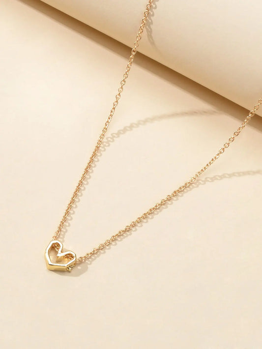 Gold Silver Simple Love Heart Charm Necklace Minimalist Wedding Party Jewellery Feelontop Jewellery