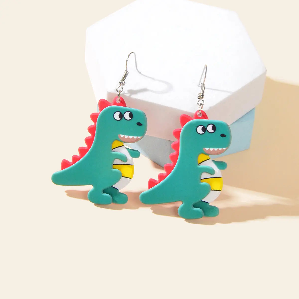 Lovely Cartoon Jewellery Design Green Acrylic Dinosaur Dangle Earrings for Women Feelontop Jewellery