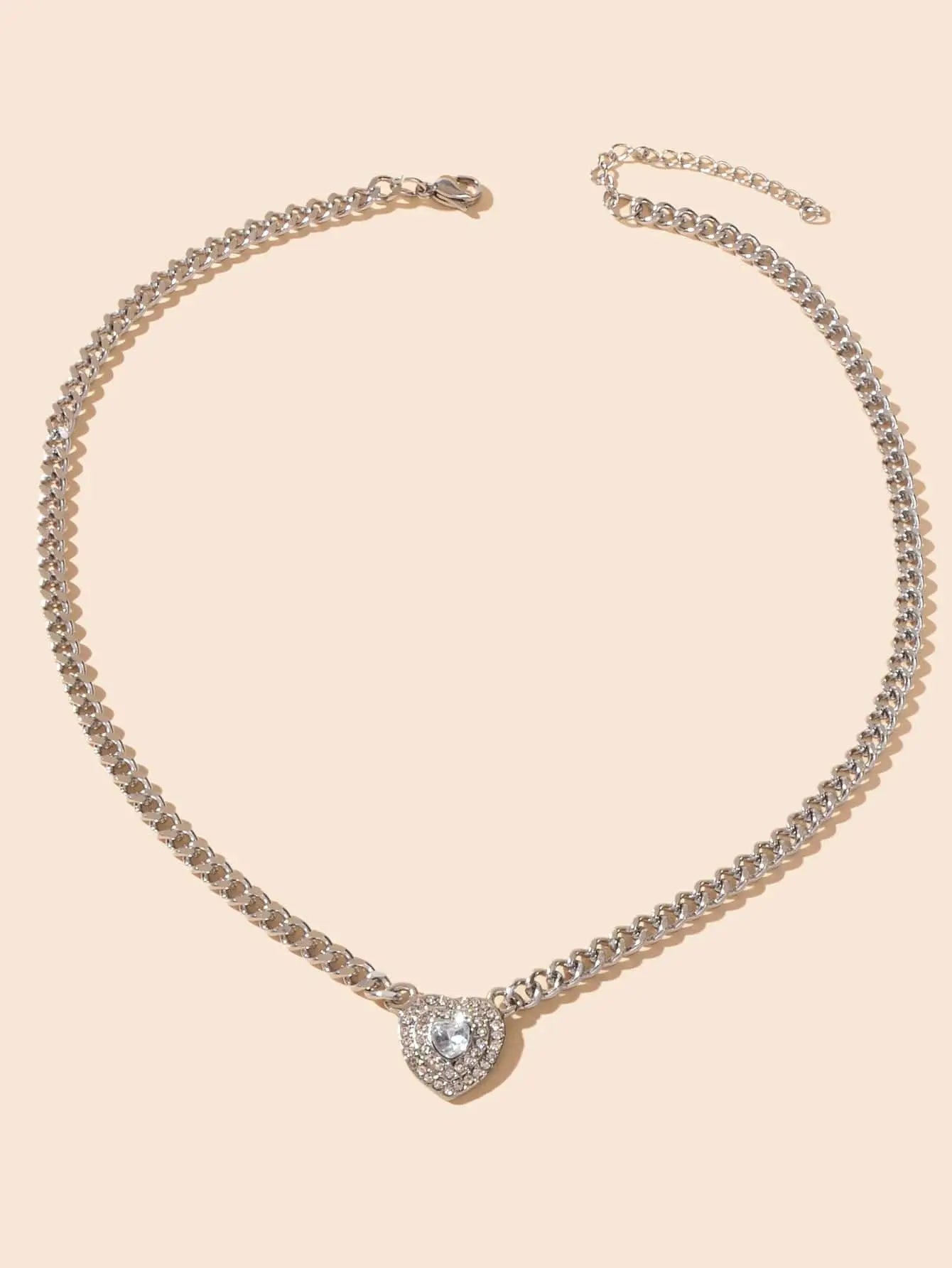 Stunning Silver Heart Pendant Necklace Elegant Jewellery Piece Girls Party Gift Feelontop Jewellery